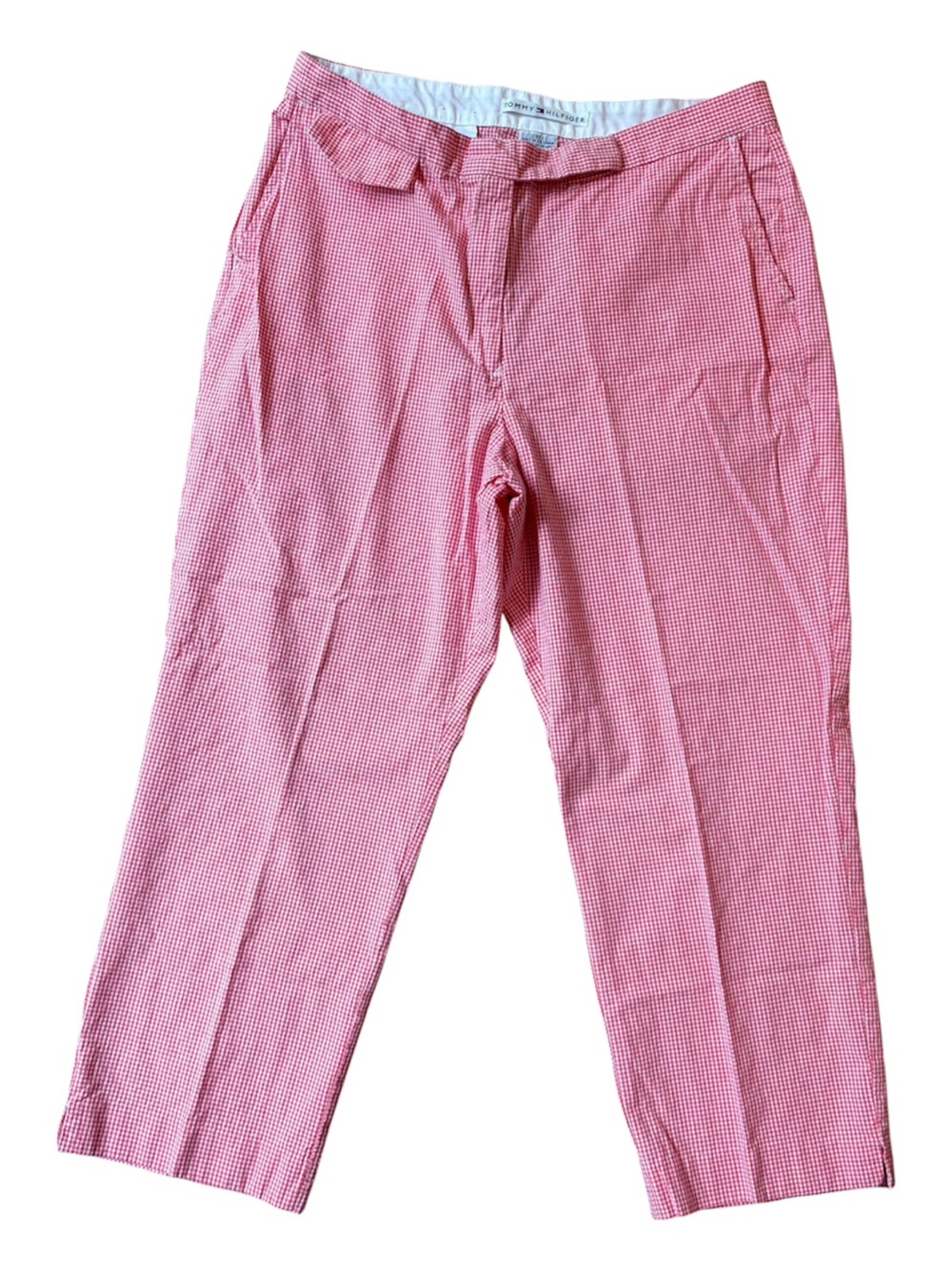 Women’s Sz 12 Tommy Hilfiger Red White Gingham Checked Crop Pants